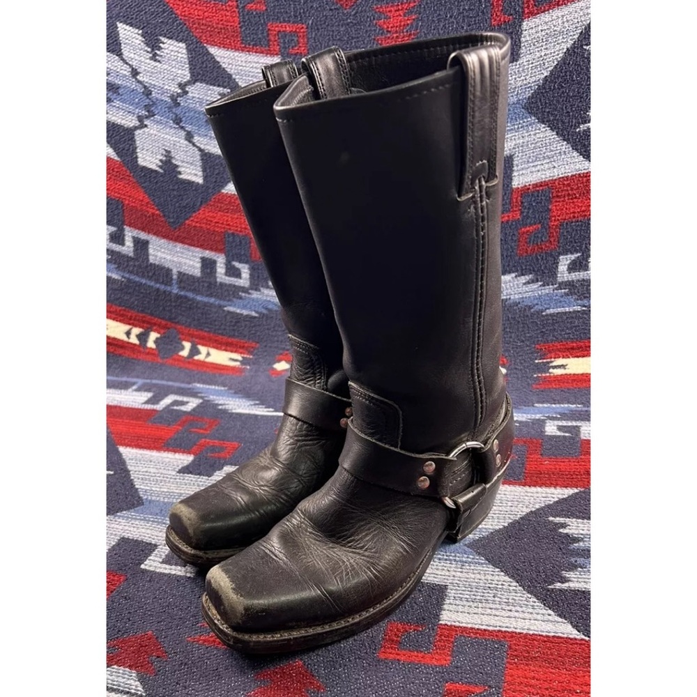 Frye Black 13R Harness Moto Boots